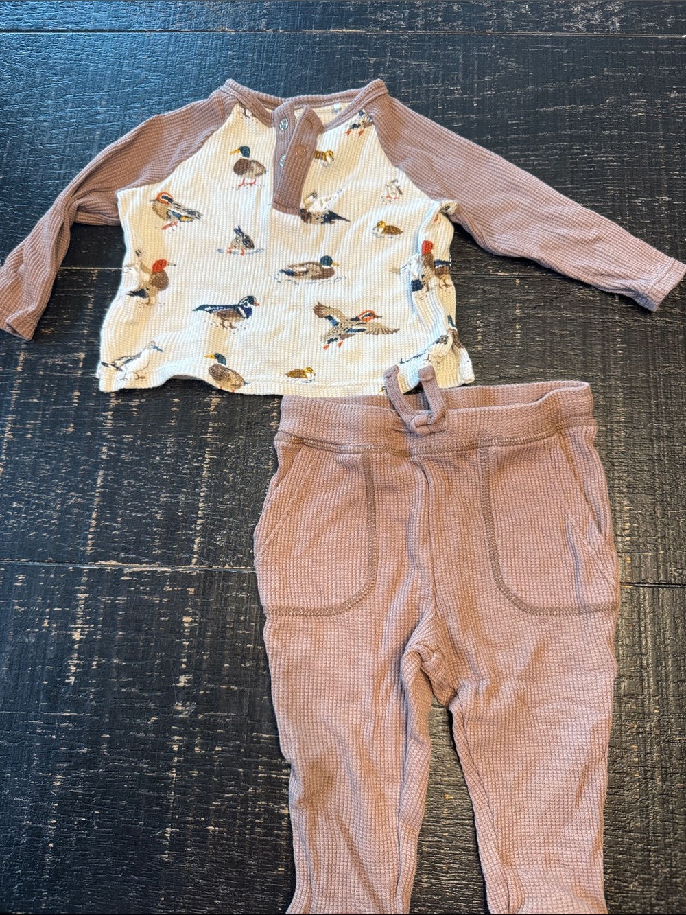 Angel Dear Mallard Duck Waffle Knit Two-Piece Set 6-12m